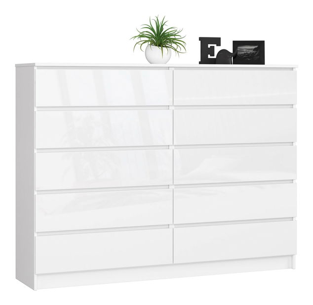 Komoda Kurtinaitis 10SZ (bílá + lesk bílý)