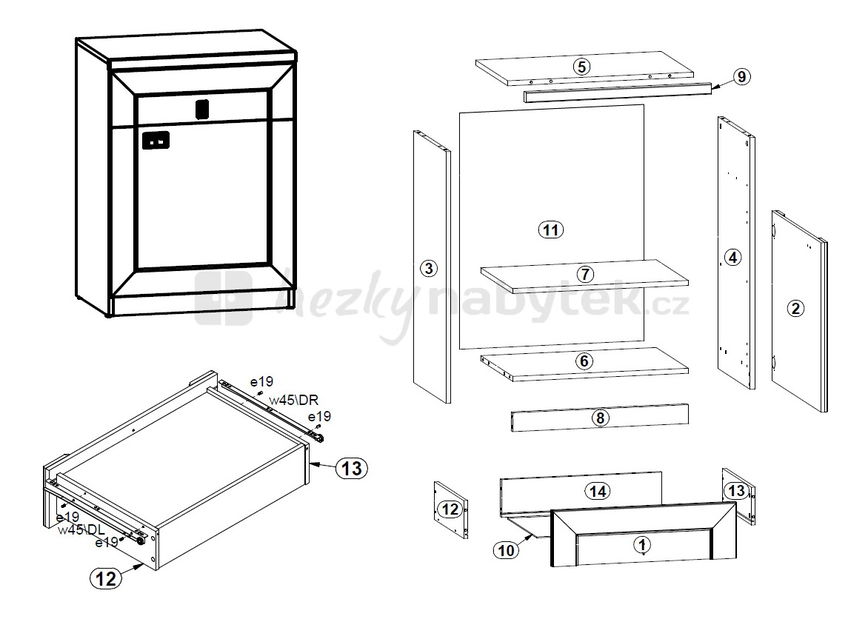 Komoda BRW Bigger KOM1D1S/60