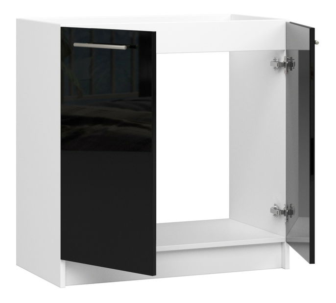 Dolní kuchyňská skříňka Ozara 80 (bílá + černý lesk)