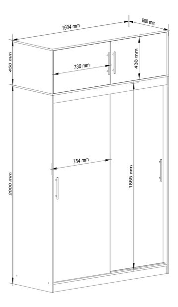 Posuvná skříň (s nástavbou) Siente (bílá + grafit)
