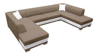 Rohová sedací souprava U Darcia (světlehnědá + bílá) (L)