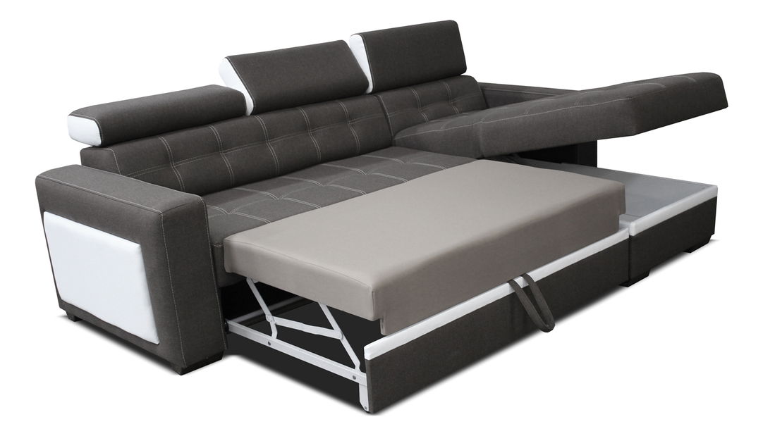 Rohová sedací souprava Felix (hnědá + bílá) (P)