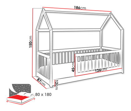 Dětská postel 80 cm Godna (bílá) (s roštem)