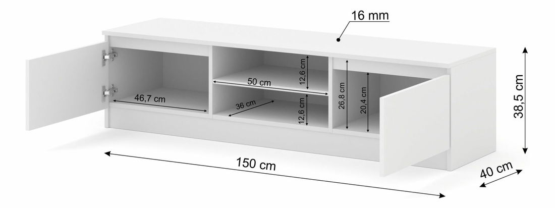 TV skříňka/stolek Maya 150 (bílá)