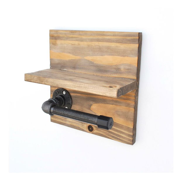 Nástěnný držák na toaletní papír Nenanu 7 (ořech + černá)