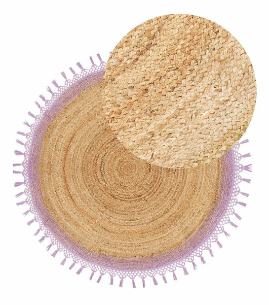 Koberec ⌀ 140 cm Marty (béžová + fialová)