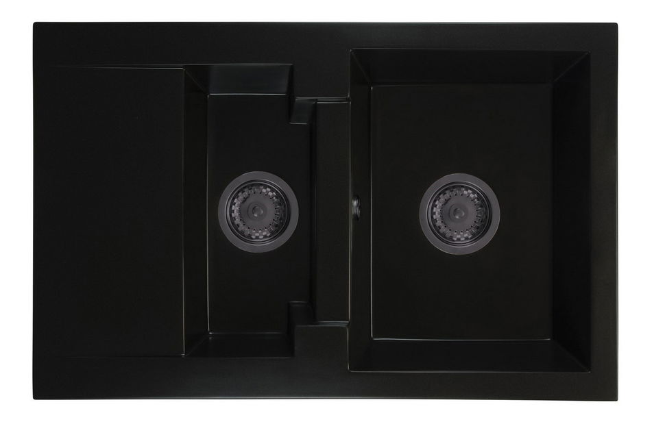 Kuchyňský dřez Dortuna (černá) (bez otvoru pro baterii) (L)