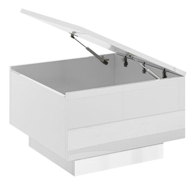 Konferenční stolek s úložným prostorem Naeska 60 x 60 (bílý lesk) *výprodej