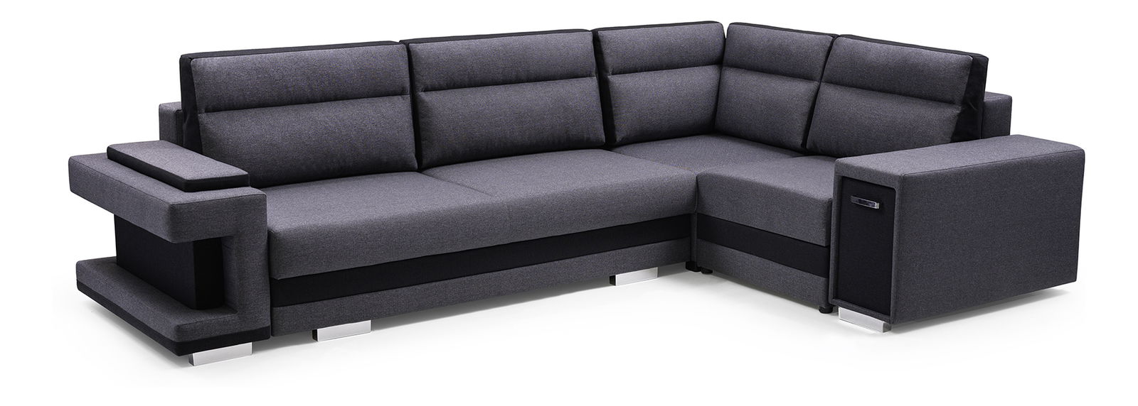 Rohová sedací souprava Arin (černá + šedá) (P)
