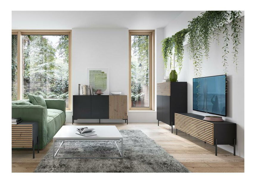 Noční stolek Lamellito L4 (černá + dub)