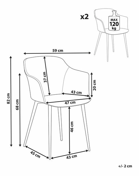 Set 2 ks jídelních židlí Eleni (mátová)