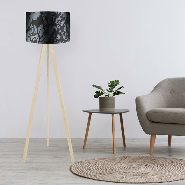 Stojanová lampa Ayurestada 1 (černá + šedá + přírodní)