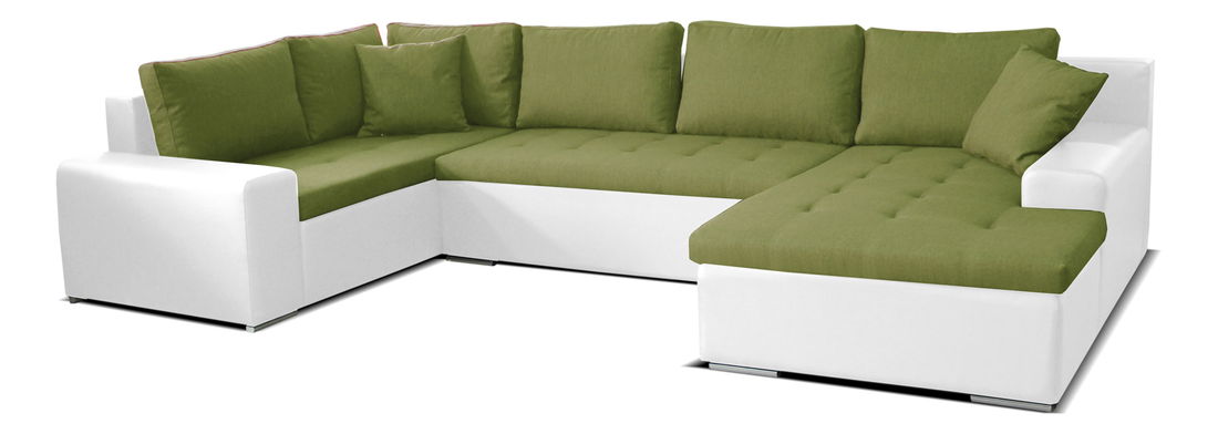 Rohová sedací souprava U Moreno BL+2+L (zelená + bílá) (P)