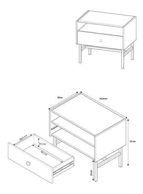 Noční stolík Desanta (černá)