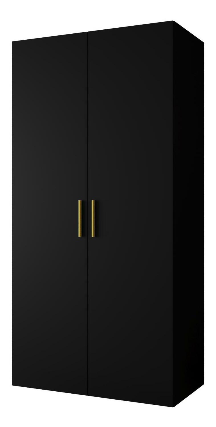 Šatní skříň 100 cm Borry 1 (černá + zlatá)