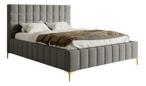 Manželská postel 180 cm Sheldona (s roštem) (s úl. prostorem) (šedá + zlatá)