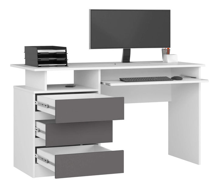 PC stolek Bronte (bílá + šedá)