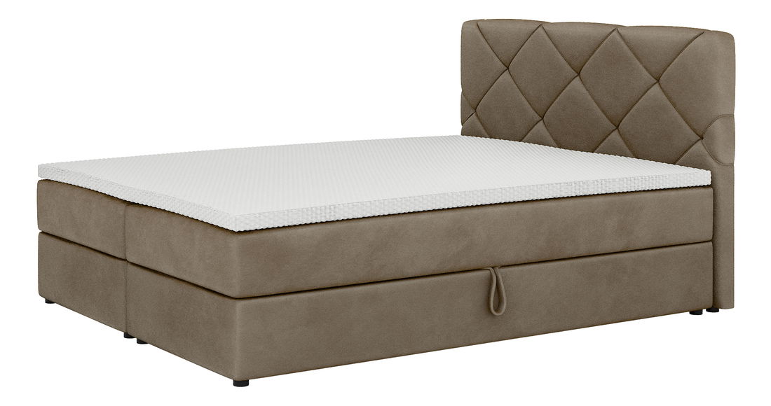 Boxspring postel 160x200 cm Karum Comfort (světlohnědá) (s roštem a matrací)