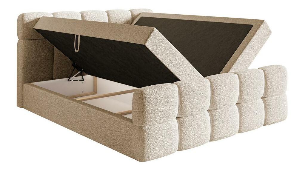 Manželská kontinentální postel cm Cirsten olivová0C (s roštem a matrací) (s úl. prostorem) (béžová světlá)