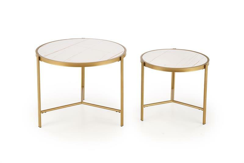 Set 2 ks. konferenčních stolků Fantoma (bílý mramor + zlatá)