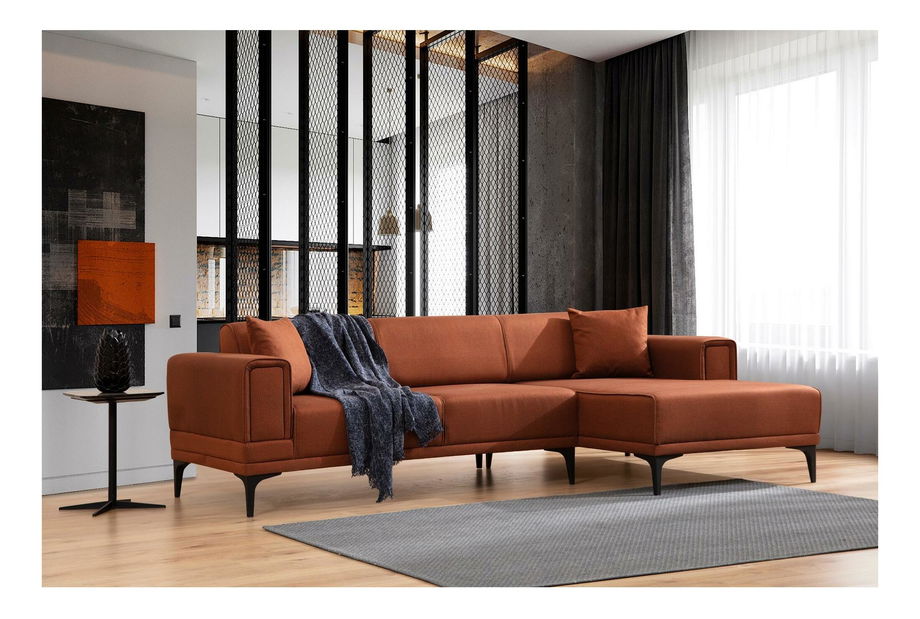 Rohová sedačka Horazotta (P) (cihlová + černá)