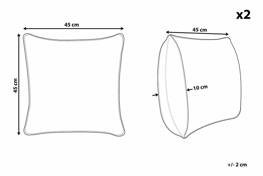Set 2 ks. polštářů 45 x 45 cm KUDLA (pestrá)