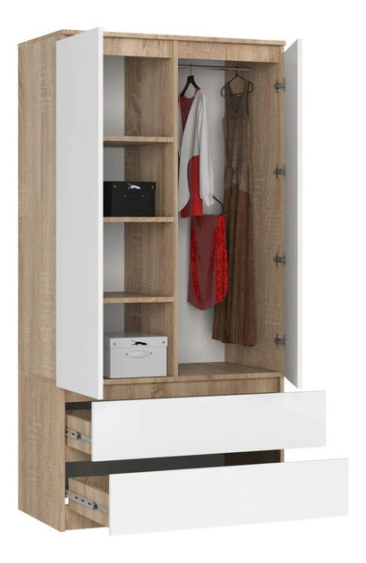 Šatní skříň Submarino (dub sonoma + bílá)