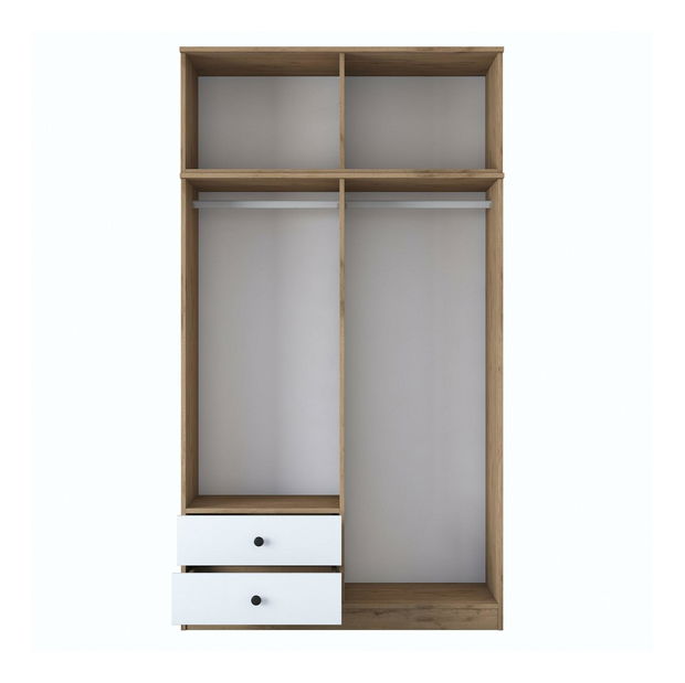 Šatní skříň Bastet 121 (ořech + bílá)