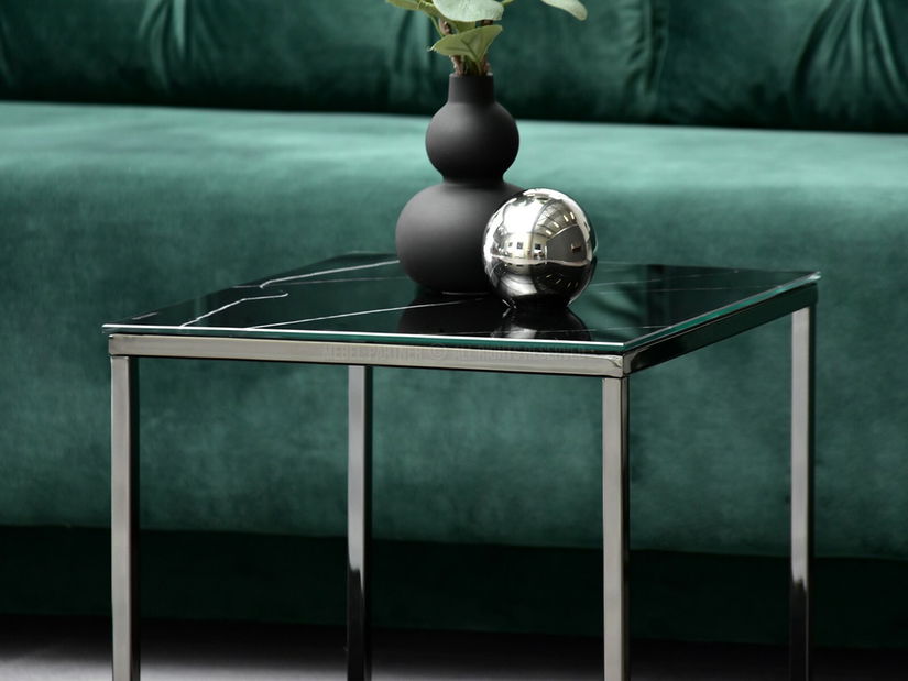 Konferenční stolek Bella S (černý mramor + černá)