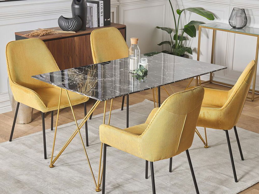 Jídelní stůl KARSON (černá + zlatá) (pro 4 osoby)