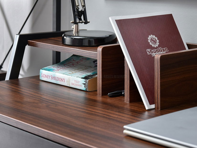 PC stolek Richiel (ořech tmavý + černá)