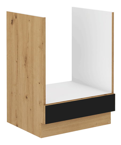 Dolní kuchyňská skříňka na troubu Meriel 60 D GAZ BB (černá + dub artisan)