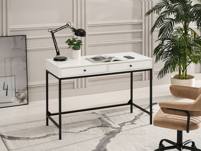 PC stolek Kaplan (bílé dřevo + černá)