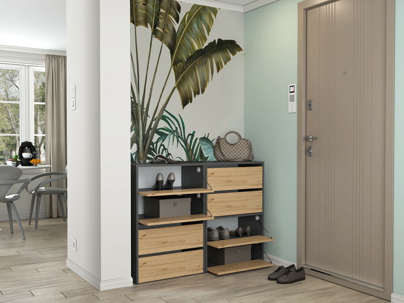 Botník (skříňka na boty) Metido 1 (antracit + dub artisan)