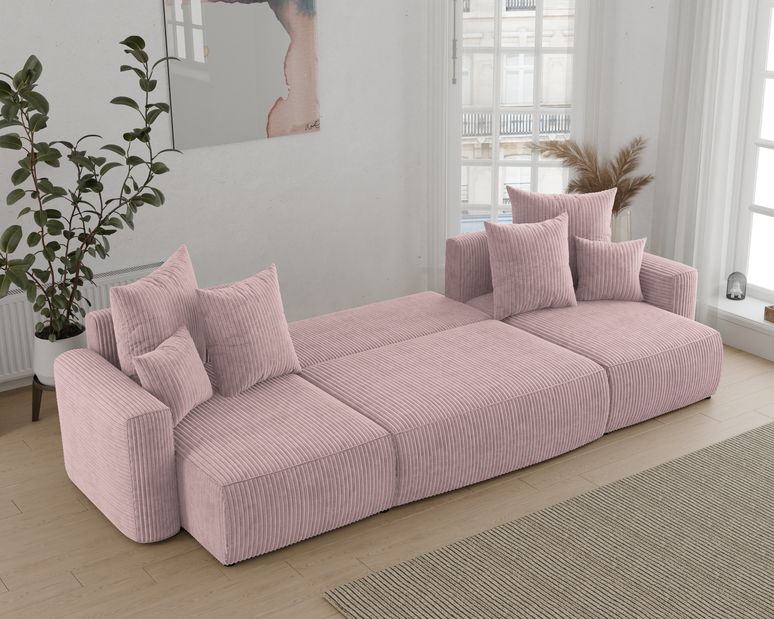 Rohová sedačka Denia U (pudrově růžová) (P)