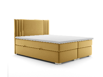 Kontinentální postel 140 cm Morcano (žlutá) (s úložným prostorem)
