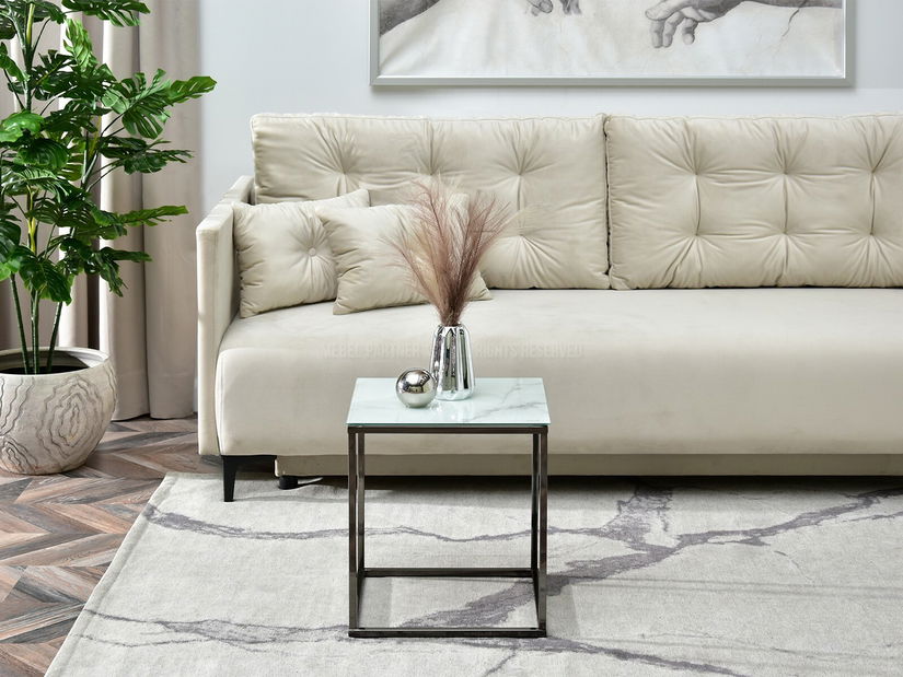 Konferenční stolek Bella S (bílý mramor + černá)