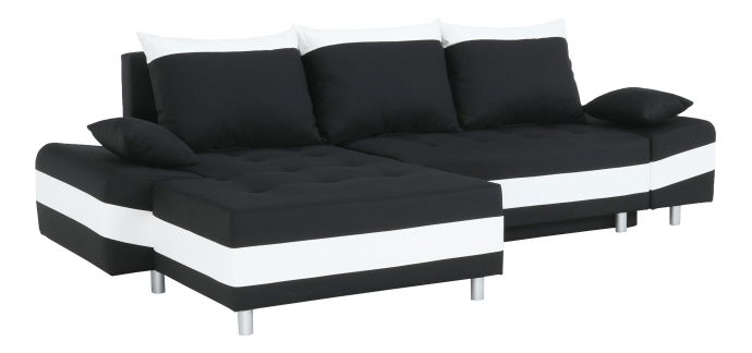 Rohová sedací souprava Peos černá + bílá (L)