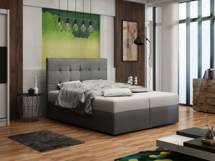 Manželská postel Boxspring 180 cm Duel 2 (šedá) (s matrací a úložným prostorem)
