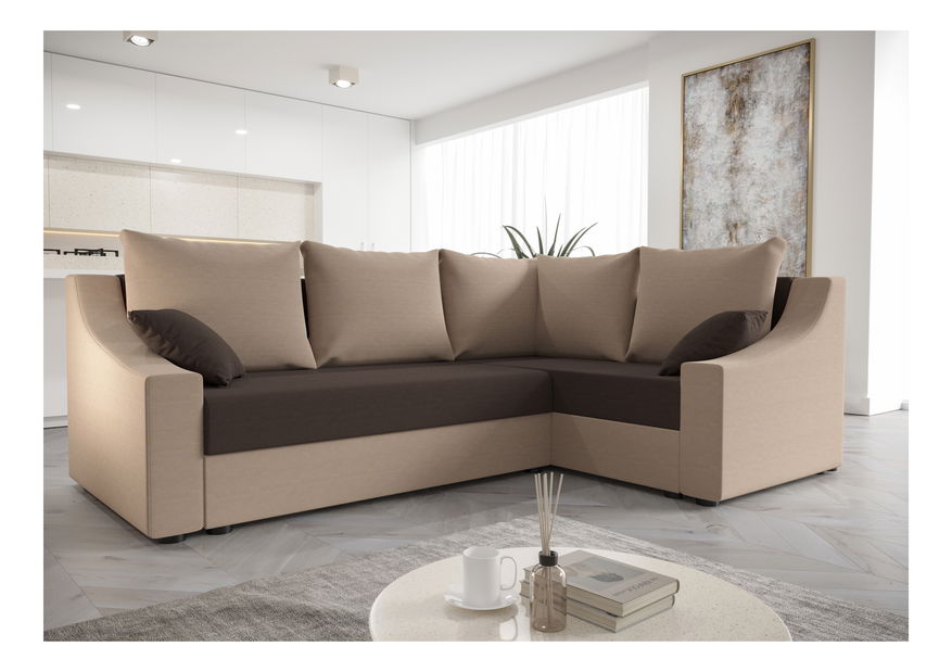 Rohová sedací souprava Opal Plus (šedá + černá) (P)