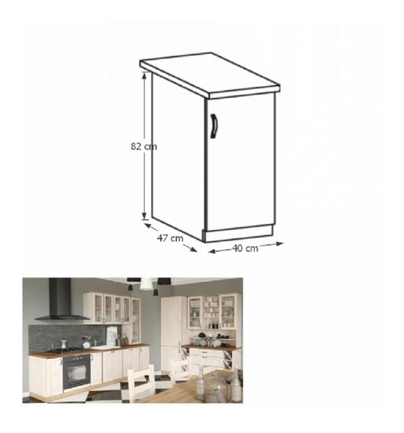 Dolní kuchyňská skříňka Regnar D40/P sosna nordická /dub divoký (P)