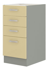 Dolní kuchyňská skříňka Kelyn 40 D 4S BB (lesk krémový + šedá)