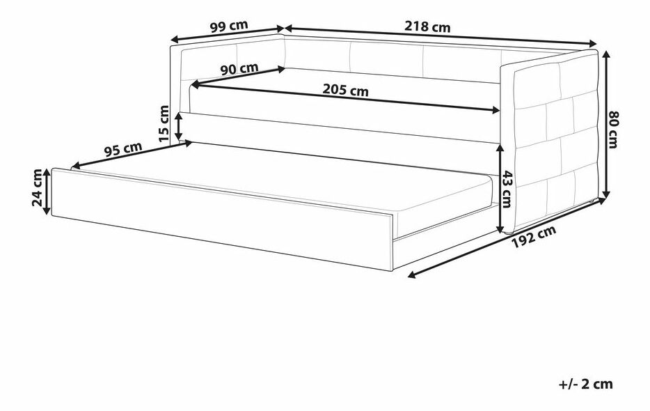 Jednolůžková postel 200 x 90 cm Chaza (růžová)
