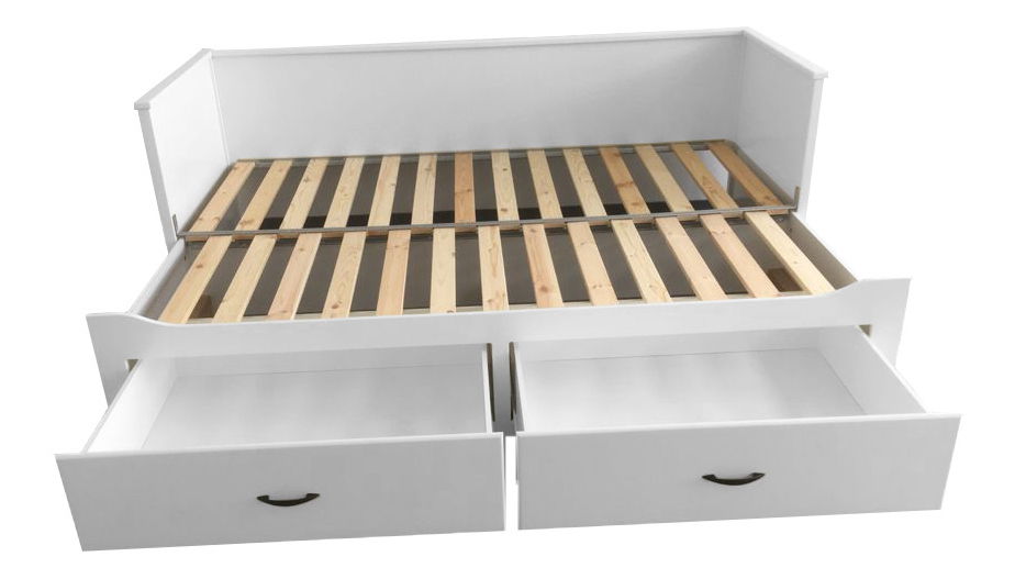Rozkládací postel 80 cm Daybed Comfort (s roštem a úl. Prostorem) (bíla)