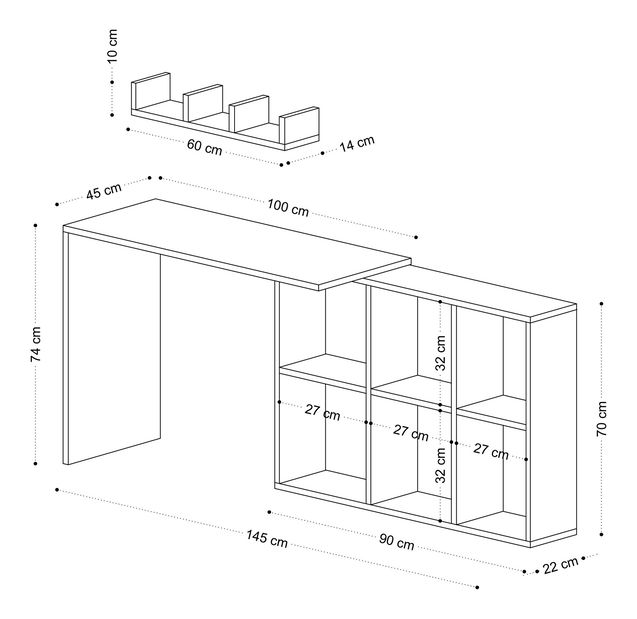 PC stolek Blacy (Bílá + Dub)