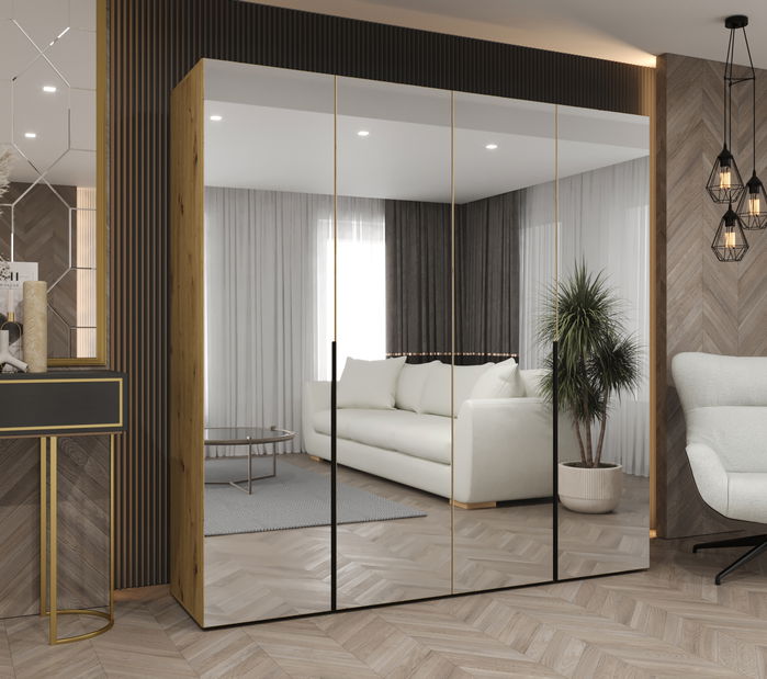 Šatní skříň 200 cm Alice 3 (dub artisan + černá)