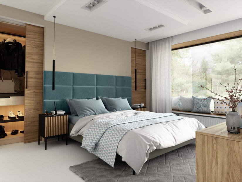 Set 12 čalouněných panelů Quadra 240x90 cm (mentolová)