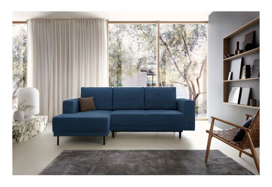 Rohová sedací souprava Rodriguez mini (L) (námořnická modrá + černá)