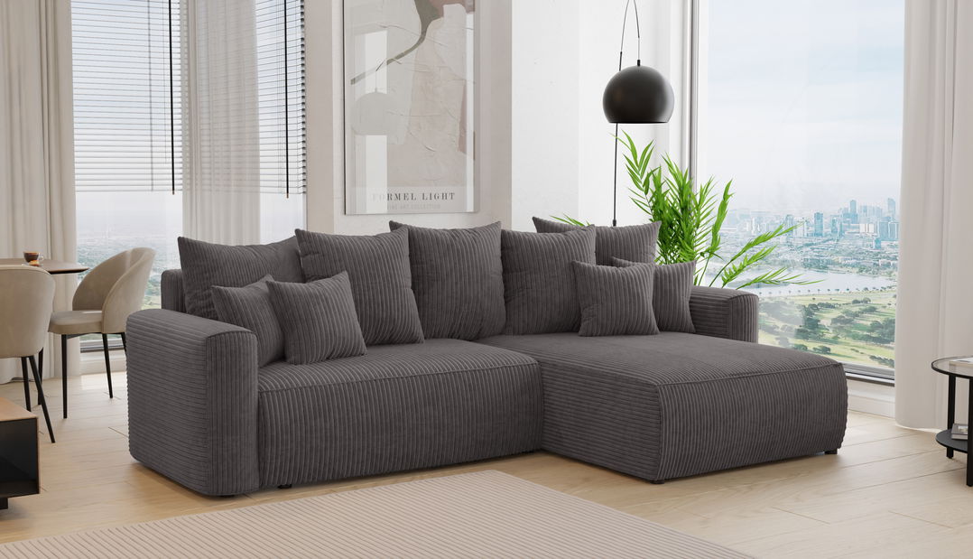 Rohová sedačka Baria (P) (šedočerná)