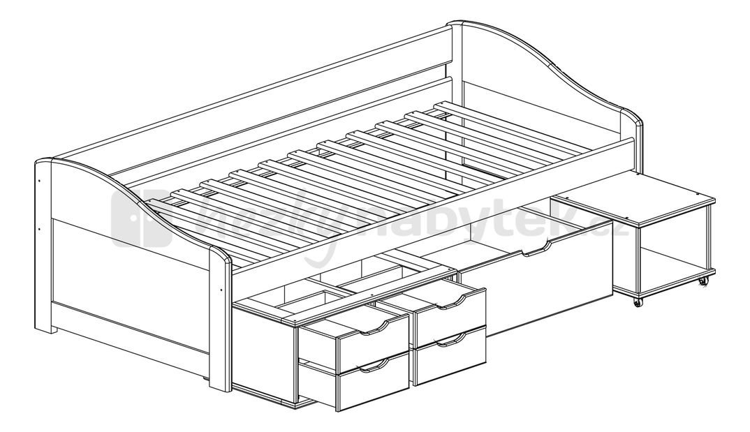 Jednolůžková postel 90 cm Mangu (masiv, s roštem)